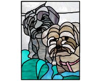 (image for) Two shih tzu (stained glass pattern)