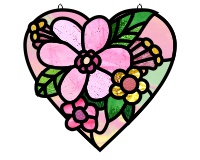 (image for) Valentine flowers, suncatcher for stained glass