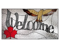 (image for) Welcome pattern with Canadian maple leaf and Azores eagle