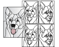 (image for) White shepherd dog stained glass pattern w 5 variations