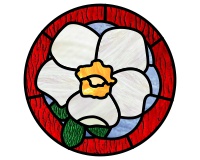 (image for) Wild strawberry, pattern for glass painting and glass panels