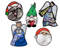 (image for) Winter suncatcher package, stained glass, painting, printing
