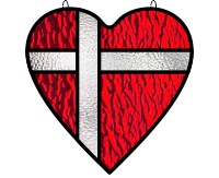 Flag - Denmark 1 simple white cross on red suncatcher (image for) Flag - Denmark 1 simple white cross on red suncatcher
