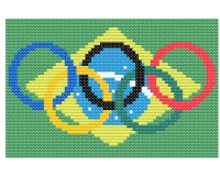 xst Brazil flag, olympic rings 5 inch cross stitch pattern (image for) xst Brazil flag, olympic rings 5 inch cross stitch pattern