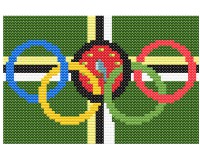 (image for) xst Dominica flag and olympic rings cross stitch pattern