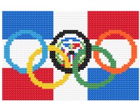(image for) xst Dominican Republic flag and olympic rings cross stitch