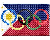 (image for) xst Philippines flag and olympic rings, 5 inch cross stitch