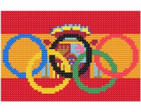 (image for) xst Spain flag and olympic rings cross stitch 5 in wide pattern