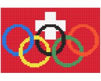 (image for) xst Swiss flag, olympic rings 5 inch wide cross stitch pattern