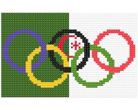 xst Algeria, flag, olympic rings, needlework, embroidery (image for) xst Algeria, flag, olympic rings, needlework, embroidery