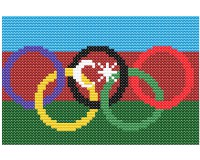 xst Azerbaijan flag, olympic rings 5 inch cross stitch pattern (image for) xst Azerbaijan flag, olympic rings 5 inch cross stitch pattern