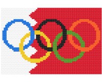 xst Bahrain flag and olympic rings keepsake cross stitch pattern (image for) xst Bahrain flag and olympic rings keepsake cross stitch pattern