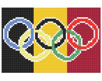 xst Belgium, flag, olympic rings, cross stitch pattern (image for) xst Belgium, flag, olympic rings, cross stitch pattern