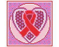xst breast cancer ribbon heart round, cross stitch pattern (image for) xst breast cancer ribbon heart round, cross stitch pattern