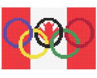 xst Canada, flag olympic rings 5 inch cross stitch pattern (image for) xst Canada, flag olympic rings 5 inch cross stitch pattern
