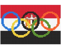 (image for) xst Egypt, flag, olympic rings, gold medal, cross stitch
