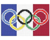 (image for) xst France, var 1 flag, olympic rings, cross stitch pattern