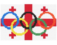 (image for) xst Georgia flag and olympic rings 5 inch cross stitch pattern