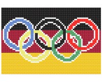 (image for) xst Germany, country flag + olympic rings, cross stitch pattern