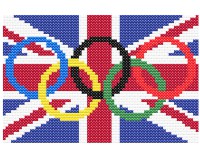 (image for) xst Great Britain, flag, olympic rings, cross stitch pattern