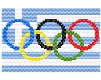 (image for) xst Greece, flag, olympic rings, needlework, embroidery xstitch