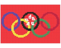 (image for) xst Hong Kong flag, olympic rings 5 inch cross stitch keepsake