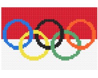 (image for) xst Indonesia, flag, olympic rings cross stitch pattern