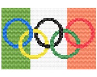 (image for) xst Ireland flag and olympic rings 5 inch cross stitch keepsake