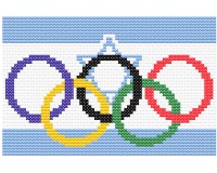 (image for) xst Israel, flag, olympic rings, cross stitch pdf pattern