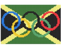 (image for) xst Jamaica, flag and olympic rings, cross stitch pattern