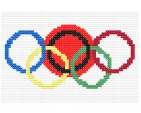 (image for) xst Japan, flag, olympic rings, cross stitch pattern
