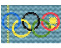 (image for) xst Kazakhstan flag and olympic rings, cross stitch pattern