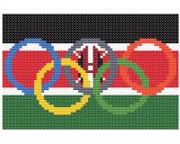 (image for) xst Kenya flag and olympic rings cross stitch, 5 inch pdf file