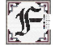 (image for) Alphabet Old English "F" cross stitch