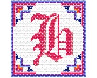 (image for) Alphabet Old English "H" cross stitch