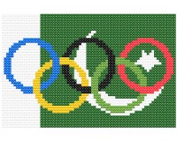(image for) xst Pakistan, flag, olympic rings, 5 inch cross stitch pattern