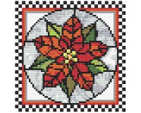 (image for) xst_pointsettia_border_checkers, cross stitch pattern