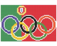 (image for) xst Portugal flag, olympic rings, cross stitch 5 inch pattern