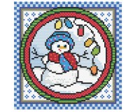 (image for) xst Snowman christmas lights cross stitch pattern 80x80 stitches