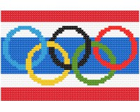 (image for) xst Thailand, flag, olympic rings, cross stitch pattern