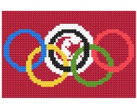 (image for) xst Tunesia, flag and olympic rings, pattern for cross stitch