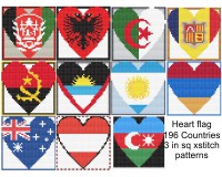Heart flag cross stitch patterns, letter A (image for) Heart flag cross stitch patterns, letter A