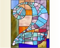 (image for) 2 mosaic rectangular for house numbers or transoms