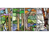 (image for) Four seasons (sun) beams birds 12 x 24