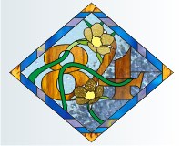 (image for) 84 diamond house number buttercup stained glass pattern