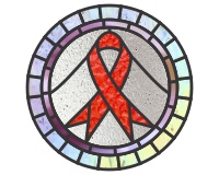 AIDS ribbon stained glass pattern round (image for) AIDS ribbon stained glass pattern round