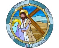 (image for) Station IV of the cross - Christ meets mary - stained glass
