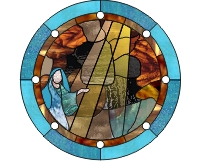 (image for) Station XV of the cross - Christ raised stained glass