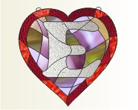 (image for) Alphabet broken hearts simpler, suncatcher "E" old