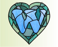 (image for) Alphabet broken hearts simpler, suncatcher "W" 1